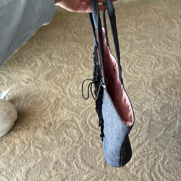 Victoria’s Secret Gray and Black Tote with Corset Lacing - Picture 5 of 12